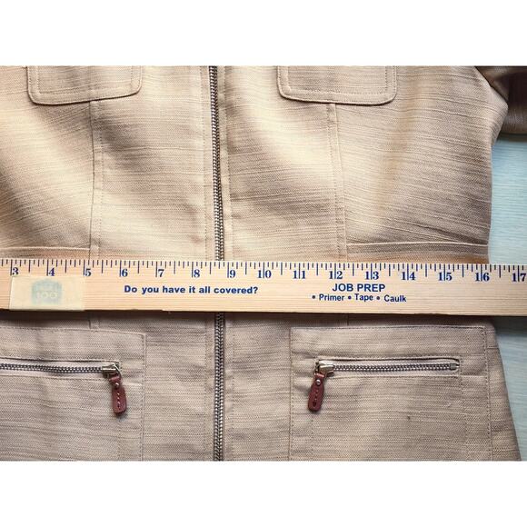 JACKET-ANNE KLEIN-Gold-Cotton Linen Blend-Zippers-Long Sleeves-Lined-Size SMALL - Picture 12 of 15